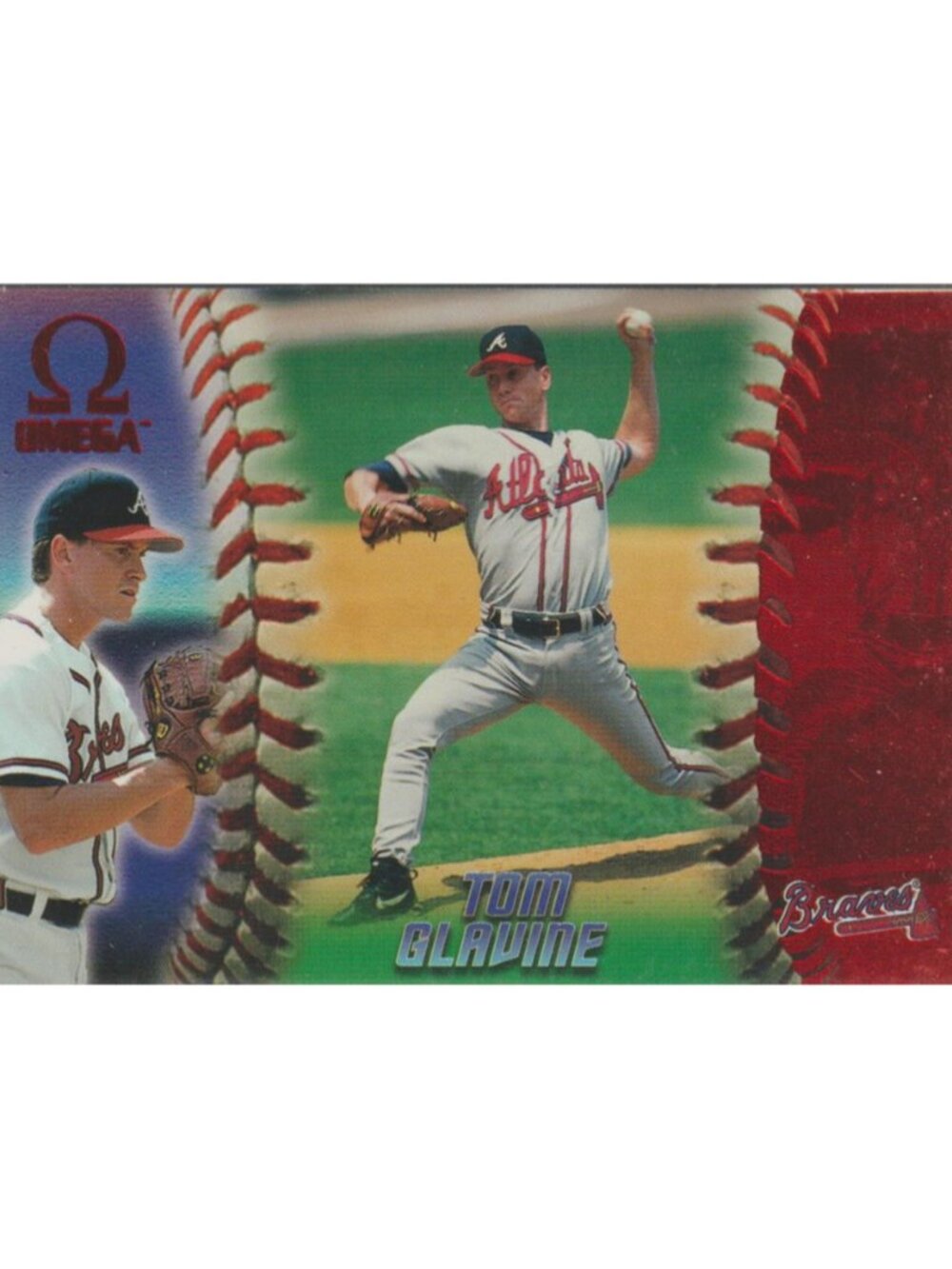 RARE Tom Glavine-1998 Pacific Omega Red Foil Parallel #18